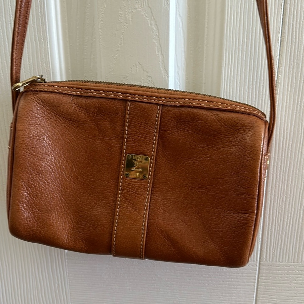 MCM crossbody zipper bag leather